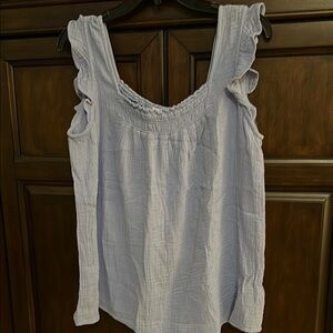 beachlunchlounge Cream Sleeveless Ruffled Smocked Blouse